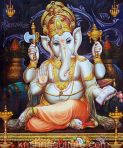 White Ganesh Canvas Art