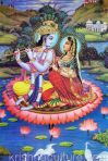 Radha Krishna Lake Canvas Art 12x18