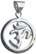 Om in Circle Sterling Silver  Pendant