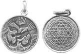 Silver Coin Sri Yantra Om Pendant