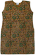 Tan Floral Print Cotton Kurti (Sleeveless)