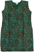 Teal Floral Print Cotton Kurti (Sleeveless)