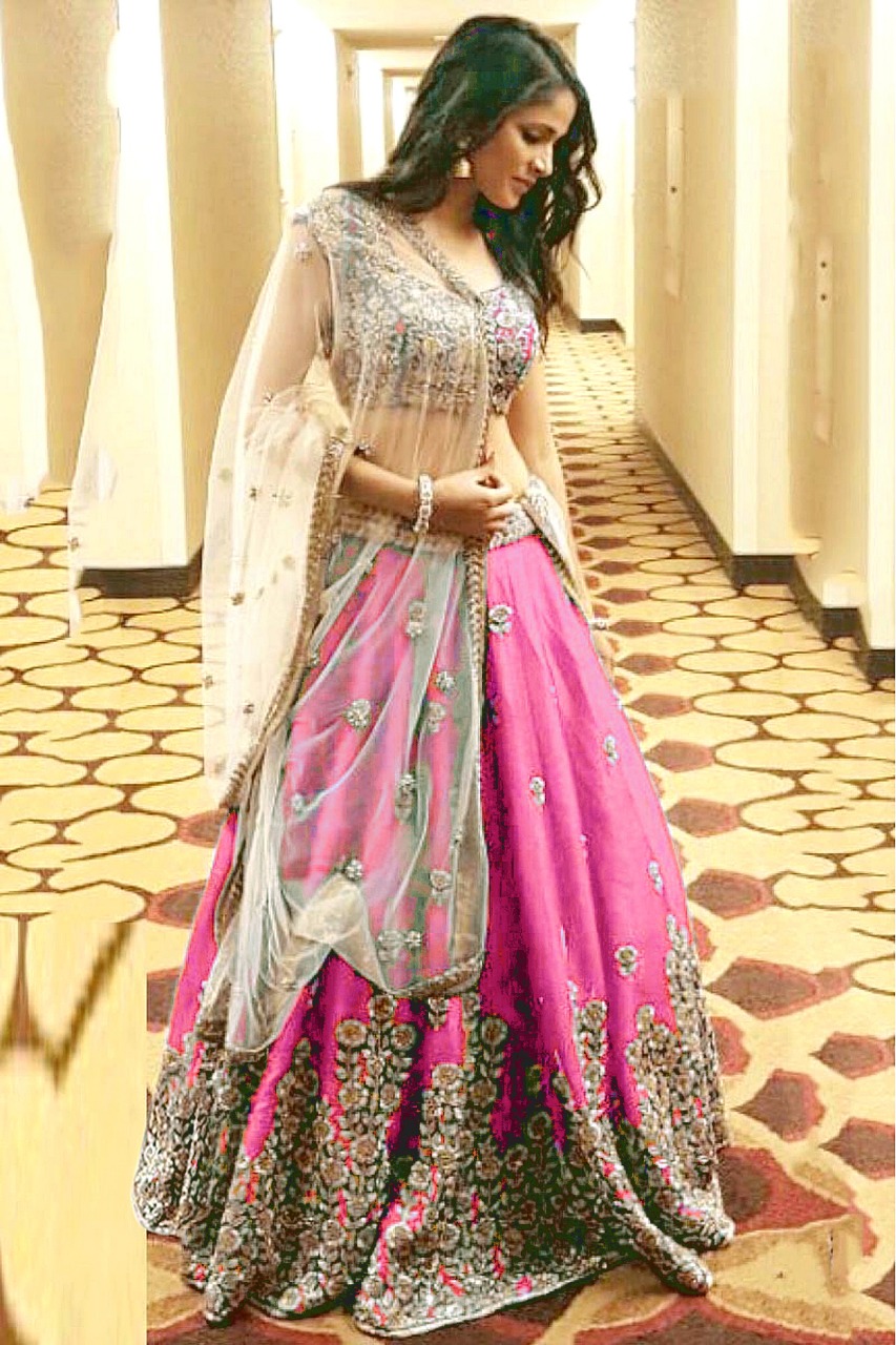 Irish Purple Lehenga Choli In Raw Silk With Zari Embroidered Tradition