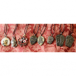Black Thread necklace with  Metal Pendants
