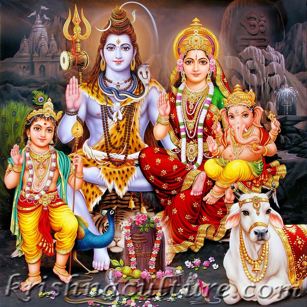 Shiva Family Portrait Canvas Art 15 X 18