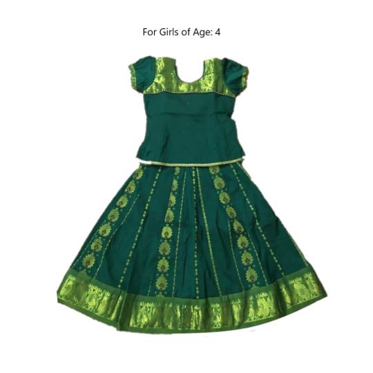 South Indian Lehenga Girls skirt GREEN - 20": Krishna Culture