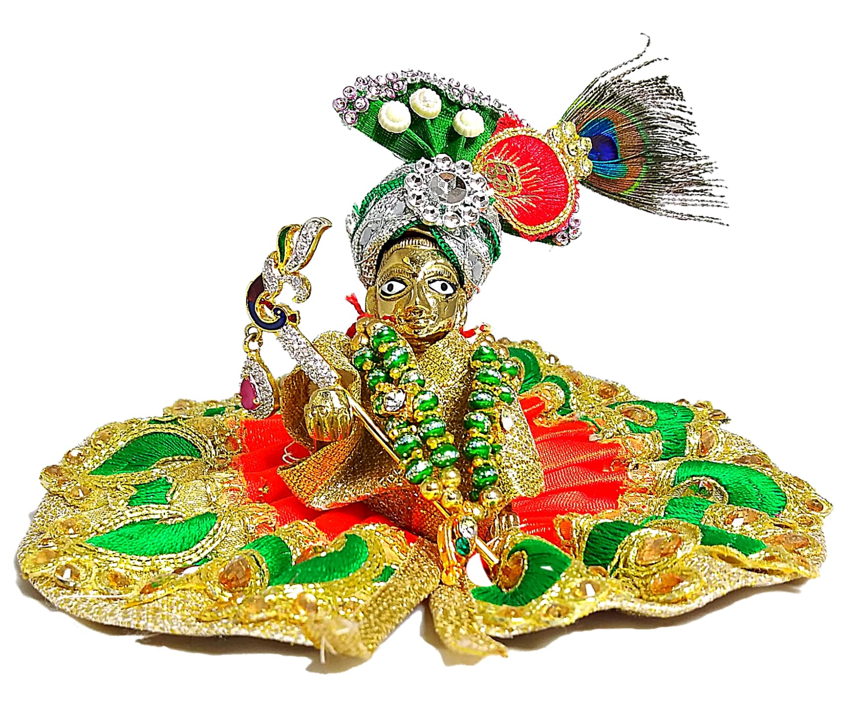 Statua Laddu Gopal In Ottone - Altezza 13,2 Cm - Murti Per Puja E Preghiera - 3