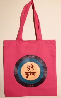 Canvas Tote Vrindavan design Hot Pink